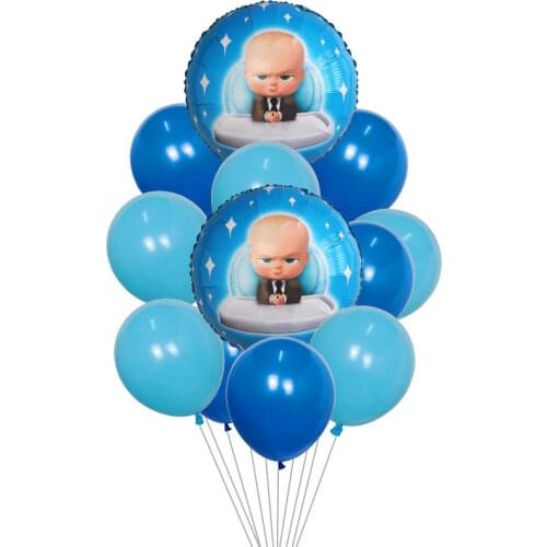 12pcs Cartoon Baby Boss Foil Balloons 10inch Blue Latex Balloon Baby Shower Birthday Party Decoration Air Globos Kids Toys Gift