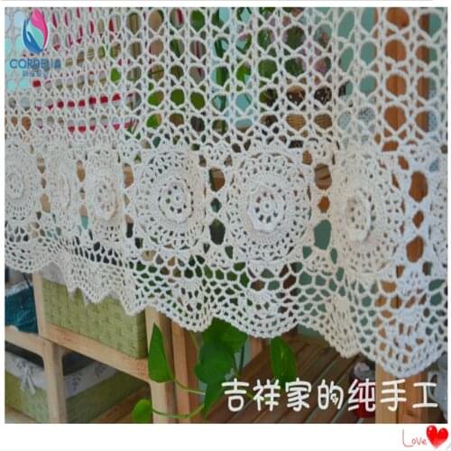 2016 new arrival 100% natural cotton crochet lace curtain with flower for home decoration window curtains as novelty household