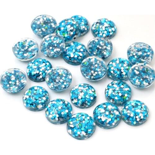 40pcs 12mm New Fashion Peacock Blue, Green and White Mix color Flat Back Resin Cabochons Cameo G3-38