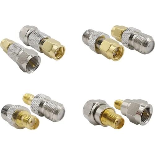 8Pcs SMA Male Female Plug Jack to F Type Male Female Nickel Plated Brass RF Coaxial Coax Adapter for DAB Car Aerial Connector