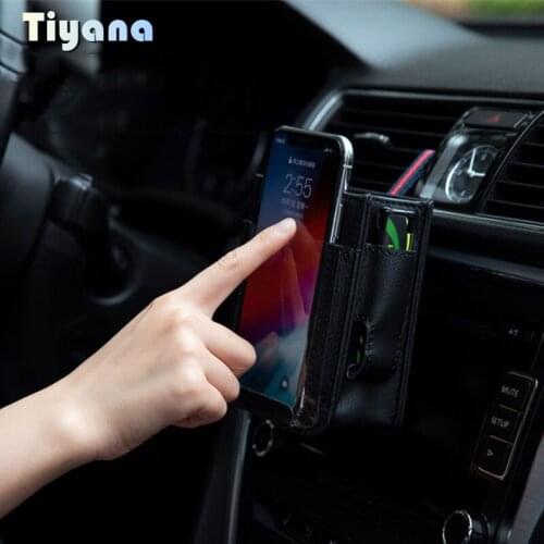 Car Supplies Air Outlet Pockets Multi Function Car Mobile Phone PU Leather Storage Hanging Bag Creative Decoration Storage Box 5