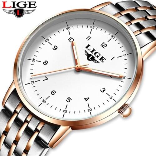 2020 LIGE Men Watches Top Luxury Brand Sport Quartz Watch For Men Business Waterproof Wrist Watch Man Stainless Steel Date Clock