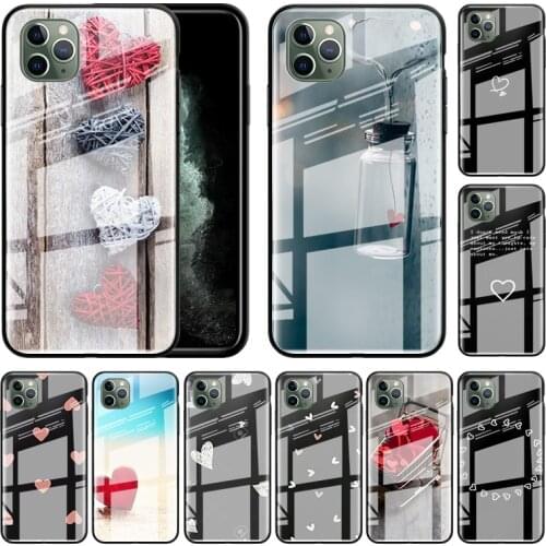 Glass Case For Apple iPhone 12 11 Pro Max 8 7 XS XR X 6 6S Plus SE 2020 Mobile Phone Coque Fundas Love The Heart Shell Cover
