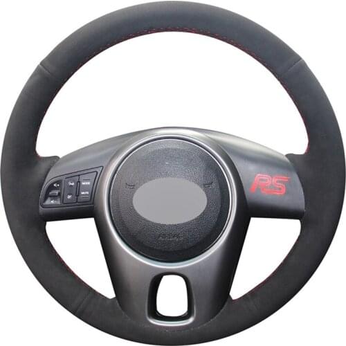 Black Suede Hand-stitched No-slip Car Steering Wheel Cover for Kia Forte 2009-2014 Soul 2010-2013 Rio 2009-2011