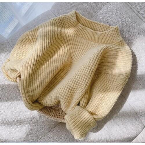 Children Kids Sweater Infant Baby Low Collar Solid Color Pullover Striped Pit Bar Long Sleeve Knitted Sweaters Tops