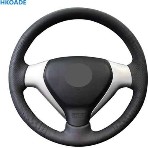 DIY Hand-stitched Black Hige Soft Faux Leather Car Steering Wheel Cover For Honda City 2007-2008 Jazz 2007-2008 Fit 2007-2008