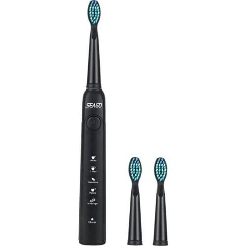 Seago SG-949 Sonic Electric Toothbrush Adult Timer Brush USB Rechargeable Electric Tooth Brushes with 3pc Replacement Brush Head
