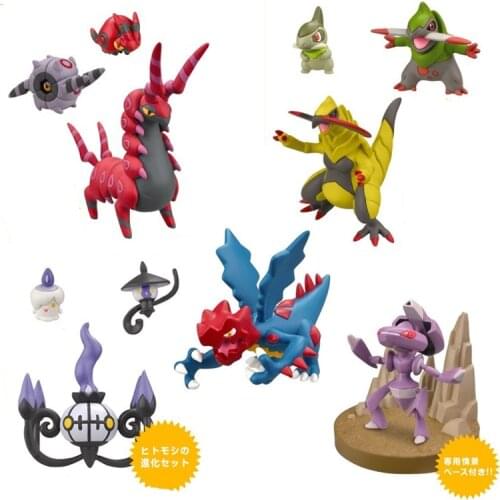 TAKARA TOMY Pokemon Anime Figures Haxorus Chandelure Druddigon Scolipede Genesect Action Figure Collections Model Toys