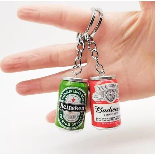 Simulation Canned Beer Keychain Boy Men Beer Can Keyring Trinket Couples Cool Backpack Decor Jewelry Car Key Accessories Pendant