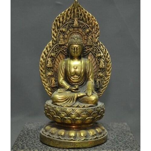 Joss Buddhism Brass Copper Sakyamuni Shakyamuni Buddha Tathagata Medicine Statue