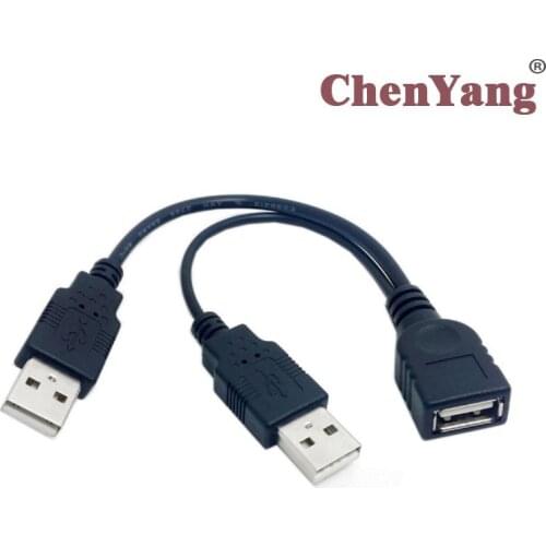 Chenyang Dual A Male Extra Power Data Y to USB 2.0 Female A Cable BK for 2.5" Hard Disk