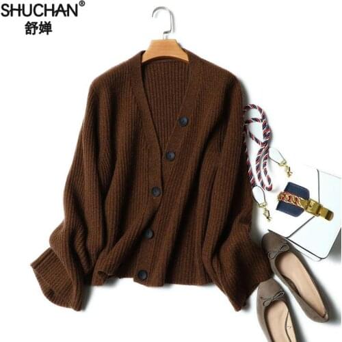 SHUCHAN Cardigan Womens Sweaters Sueters Mujer Invierno Manga Larga Cardigan Female Thick Warm Winter Womens Jacket 17605