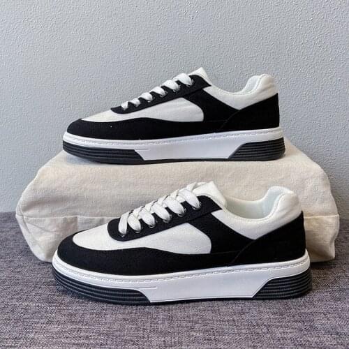 Womens Platform Canvas Shoes Casual Sneakers 2021 NEW Ladies Black and White Panda Shoes Flat Vulcanized Shoes Zapatos De Mujer