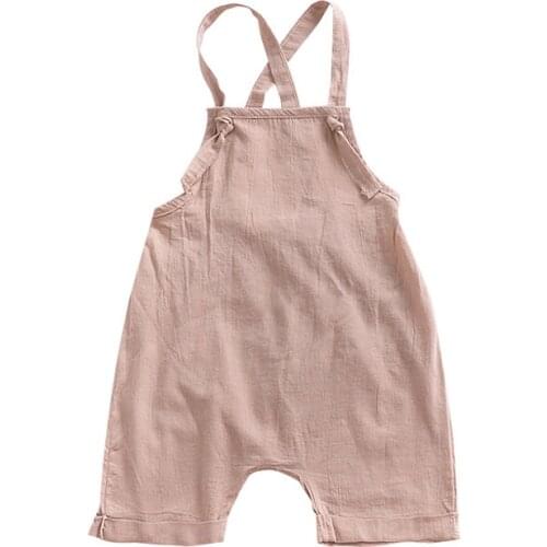 Summer Cute Newborn Baby Girls Solid Color Linen Cotton Romper Jumpsuit Outfits Children Boys Clothes 0-24M