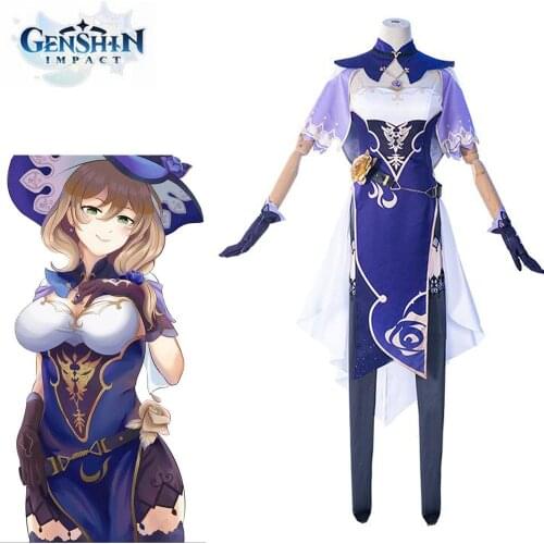 Games Genshin Impact Mondstadt Lisa Outfit Anime Customize Cosplay Costumes Halloween