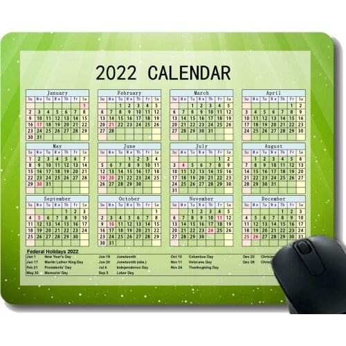 Calendar 2022 Year Mouse Pad,Light Cluster Dark Smoke Anti-Slip Rubber Mousepad with Durable Stitched Edges