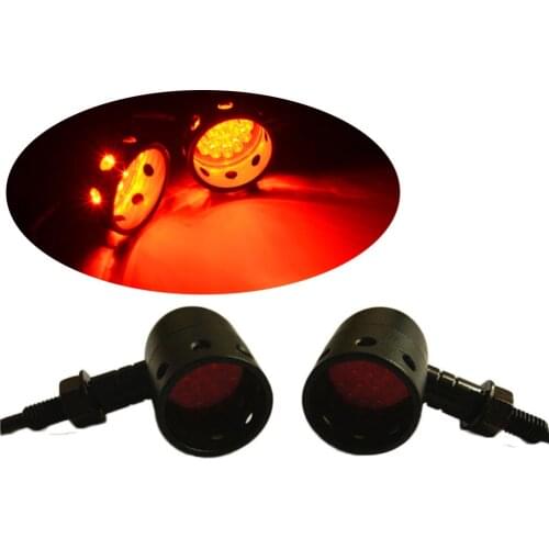 Motorcycle Red LED 3Wires Round Bullet Turn Signals Indicator Light For Harley Sportster Bobber Chopper Other models
