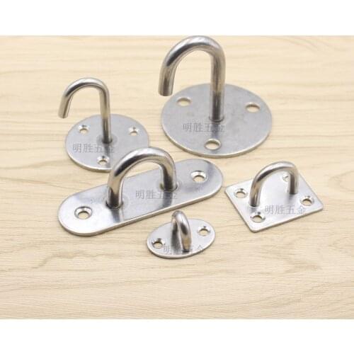 Stainless Steel Ceiling Hook Pad Eye Plate Marine Hardware Staple Hook Loop Screws Mount