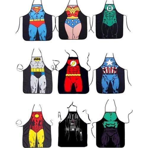 3D Funny Apron Super Hero Kitchen Apron Man Women Aprons Dinner Party Cooking Apron Adult Cozinha Tablier Cuisine Pinafore