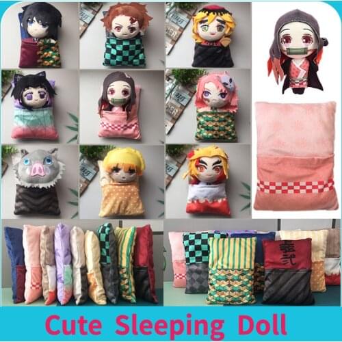 Anime Demon Slayer: Kimetsu No Yaiba Doll Tanjiro Sleep Quilt Kamado Nezuko Cute Plush Kawaii Toys