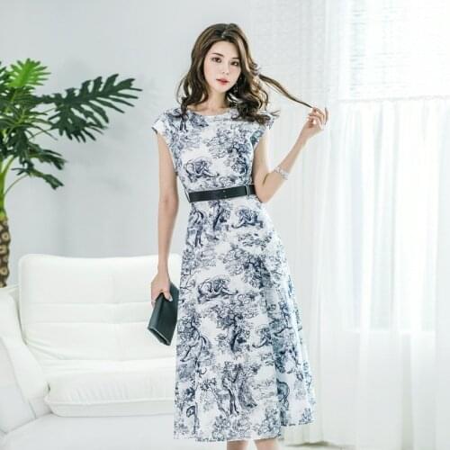 Fashion women new arrival comfortable print long formal dress vintage party elegant temperamental beach summer cute a-line dress