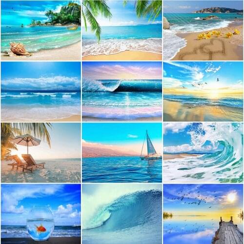 MomoArt 5D Diamond Embroidery Sea Picture Rhinestones Diamond Painting Scenery Cross Stitch Mosaic Needlework Handmade Gift