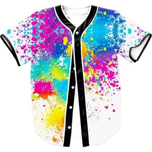 3D Baseball Shirt Men 2021 Splash Ink Print Men T Shirts Short Sleeve Casual Baseball Jersey Harajuku Hip Hop Tee Shirt Homme