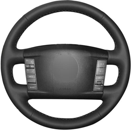 Black Artificial Leather DIY No-slip Car Steering Wheel Cover for Volkswagen VW Touareg Phaeton 2002-2006 2007 2008 2009 2010
