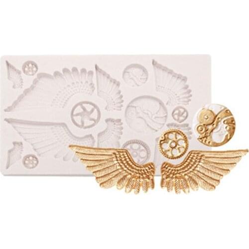 2021 New Gear Moon Star Clock Wing Silicone Mold Fondant Chocolate Resin Mold Art Crafts 2020 trend