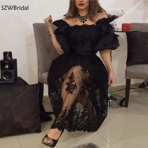 New Arrival Black short evening dress 2021 Dubai Arabic Formal dress Party evening gowns abiye ever pretty Evening dresses