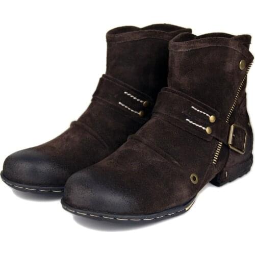 OTTO ZONE Brand Winter Men Boots Military New Fashion Genuine Leather Casual Ankle Boots Men Suede Cow Boots Man Botas Hombre