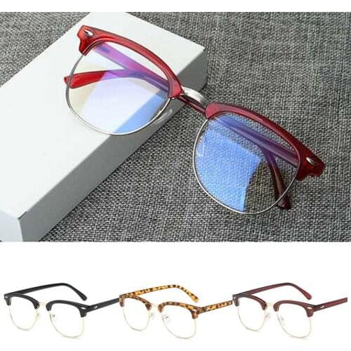 Flat Mirror Glasses Frame Half-frame Retro Anti Blue Light Anti UV Glasses Frame for Women Men -OPK