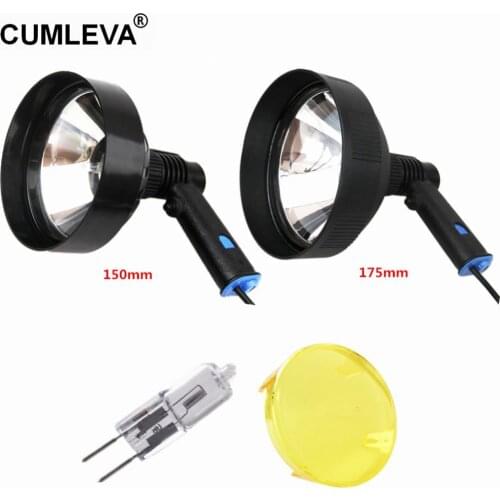 12V 1000LM Marine Light Handheld Spotlight 100W Halogen Hunting Lamp Adjustable Beam Flood Spot 3 Sizes 6"7"10" With Bulb Filter