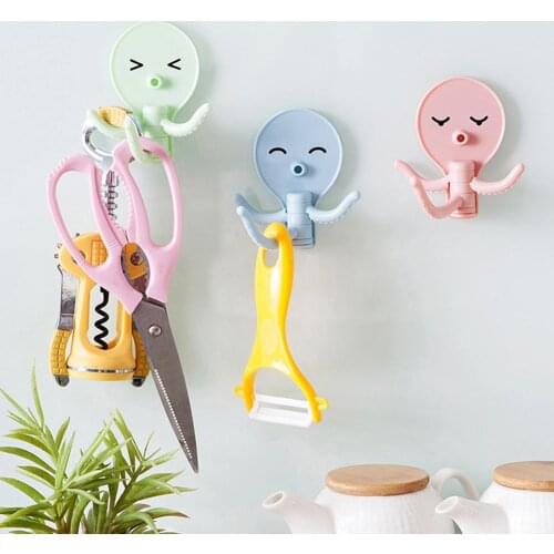 Cartoon Octopus Shape Strong Adhesive Towel Hook Bathroom Nail-free Hat Hanger Prevents hanging items from slipping with these