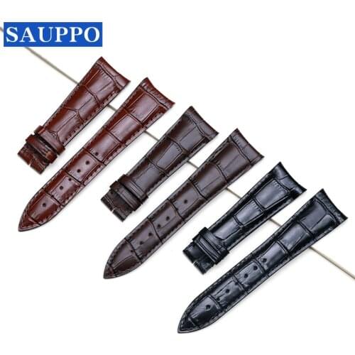 SAUPPO Suitable for Frederique Constant Watch Band First Layer Leather Pin Buckle 23mm Black and Dark Brown Men Watch Belt