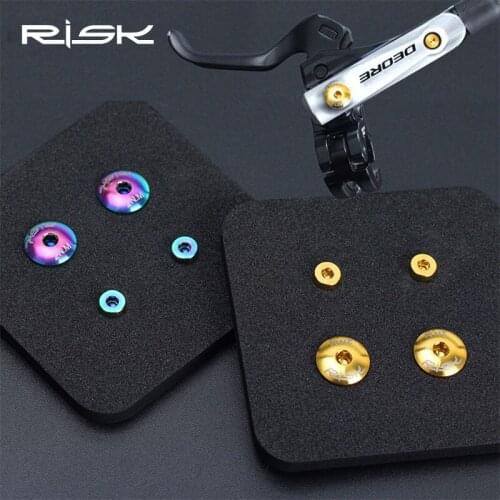 RISK Titanium Alloy MTB Road Bicycle Brake Lever Disc Screws Oil Cylinder Cover bolt 4 pcs/box