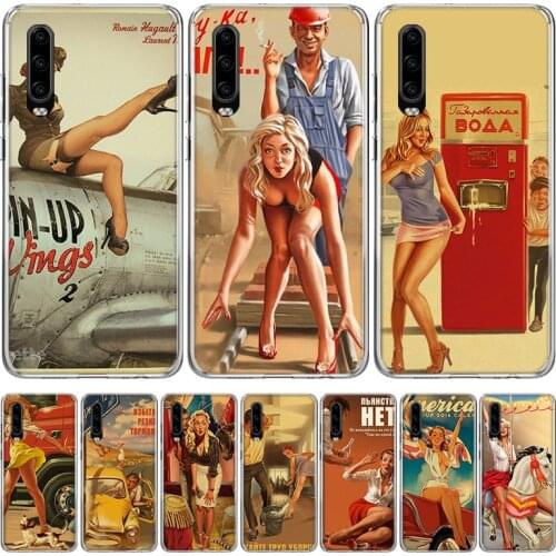 WW2 Sexy Pin up Girl Vintege Phone Case for Huawei P40 P30 P20 Mate 30 20 10 Pro P10 Lite P Smart Z + 2019 Gift Coque Cover Capa