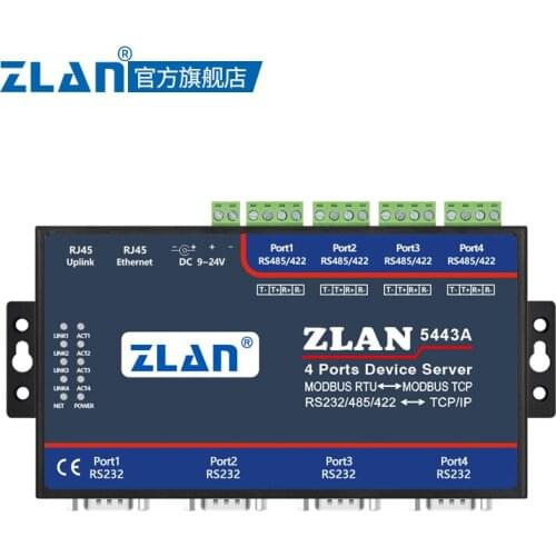Serial Communication Server 4 Ports RS232/485/422 to Ethernet Port Module Networking ZLAN5443A