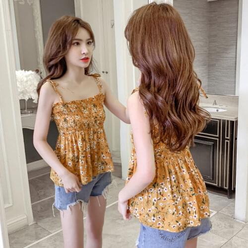 Little Flower Chiffon Suspender Waistcoat Womens Fashion New Year Summer Wear Foreign Style Womens Suspender Waistcoat