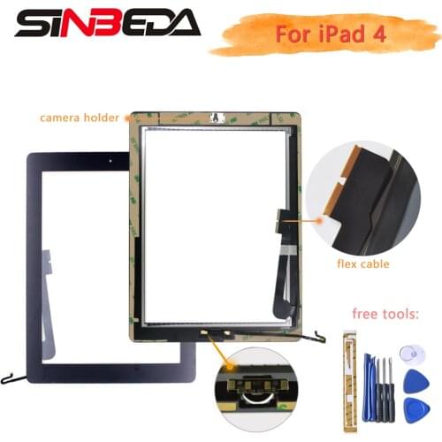 Sinbeda 9.7'' For iPad 2/3/4 A1395 A1458 Front Glass Panel Touch Screen Digitizer Assembly +Home Button+Flex Cable +Adhesive