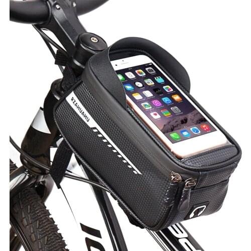 Mountain Road Bike Frame Bag Waterproof Bike Pouch Bag Cycling Front Top Tube Touchscreen Phone Pouch with Headphone Hole