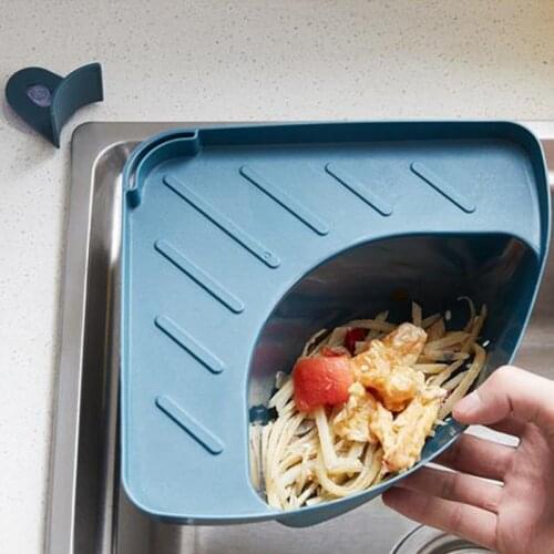 Triangular Corner Sink Drain Rack Shelf Basket Food Strainer Vegetable Fruit Drainer Sponge Holder Kitchen Filter