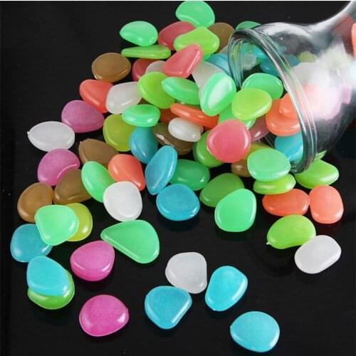 10pcs Glow In The Dark Artificial Stone Aquarium Ornaments Colorful Pebbles Stones Fluorescent Fish Tank Decoration Luminous