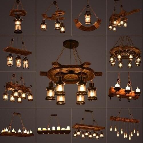 Vintage chandelier lightin Old Boat Solid Wooden Chandelier LOFT Bar Creative Personality for Living Room dining room chandelier