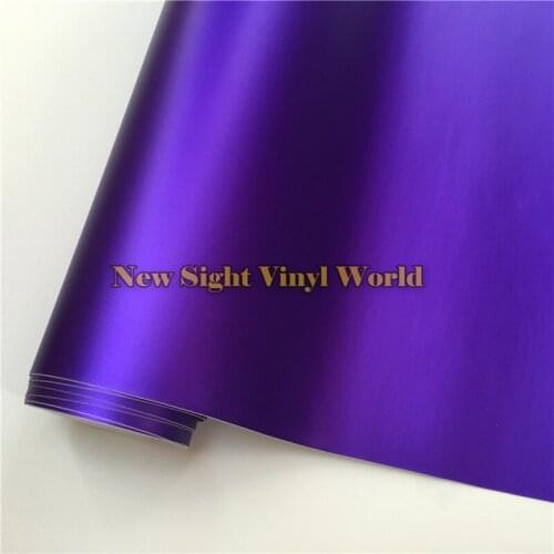 High Quality Purple Matte Chrome Car Vinyl Film Matt Chrome Purple Vinyl Air Free Bubble For Vehicle Wraps Size:1.52*20M/Roll