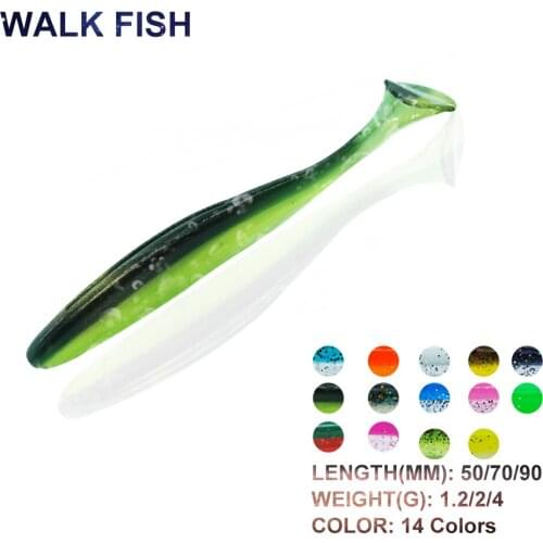 WALK FISH 50Pcs/Lot 60mm/70mm90mm Awaruna Soft Fishing Lure T-Tail Silicone Swimbait Jig Soft Baits Wobblers Fishing Lure