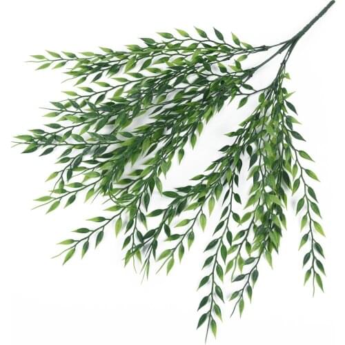 1xArtificial Fake Leaves Plastic Plant Flower Wall Hanging For Home Garden Decor