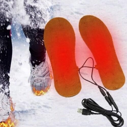 1 Pair USB Heated Shoe Insoles Short Plush Heating Insoles Winter Keep Warm Foot Shoes Insole USB Warmer Shoes Pad Mat Unisex