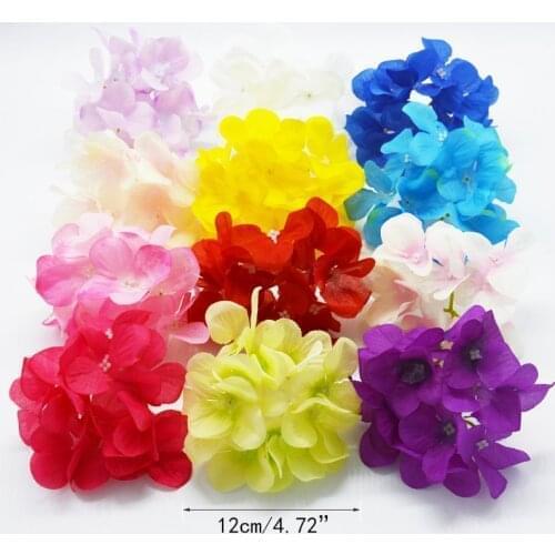 1PC 12cm Artificial Hydrangea Flower Heads stem DIY Wedding Arch Background Wall Decorative Flowers Home Garden Decoration