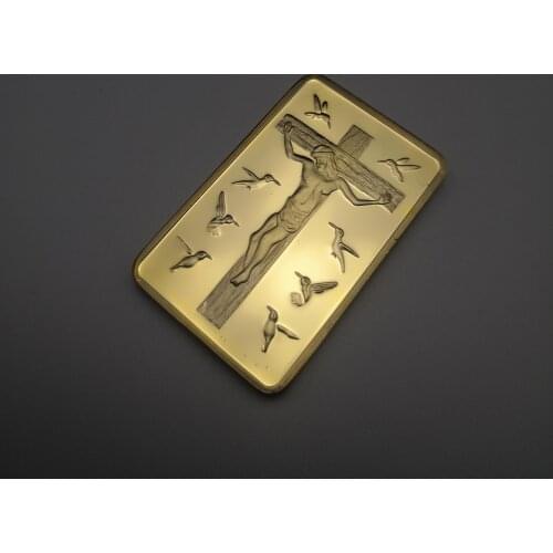 1 pcs The Jesus handed on corss Ten Commandents coin gold plated bar home decoration bars